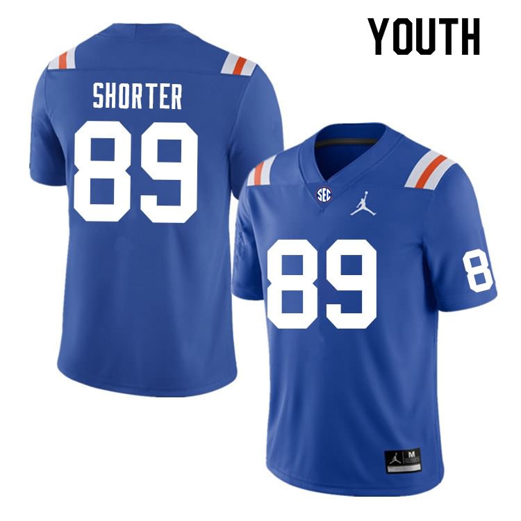 Youth NCAA Florida Gators Justin Shorter #89 Stitched Authentic Nike Blue Throwback College Football Jersey MZJ7465FA